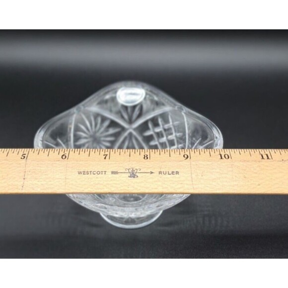 GORHAM Czech Floral & Fence Square Crystal Bowl Candy Dish (Small) 5" Clear - Picture 8 of 9